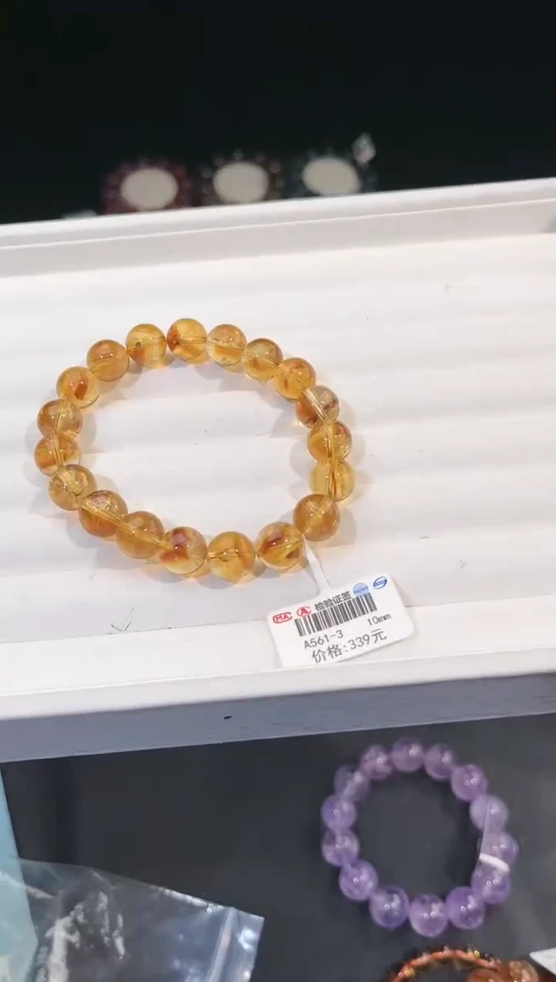 【闪购商品】水晶手链未镶嵌多样性发一黄水10mm