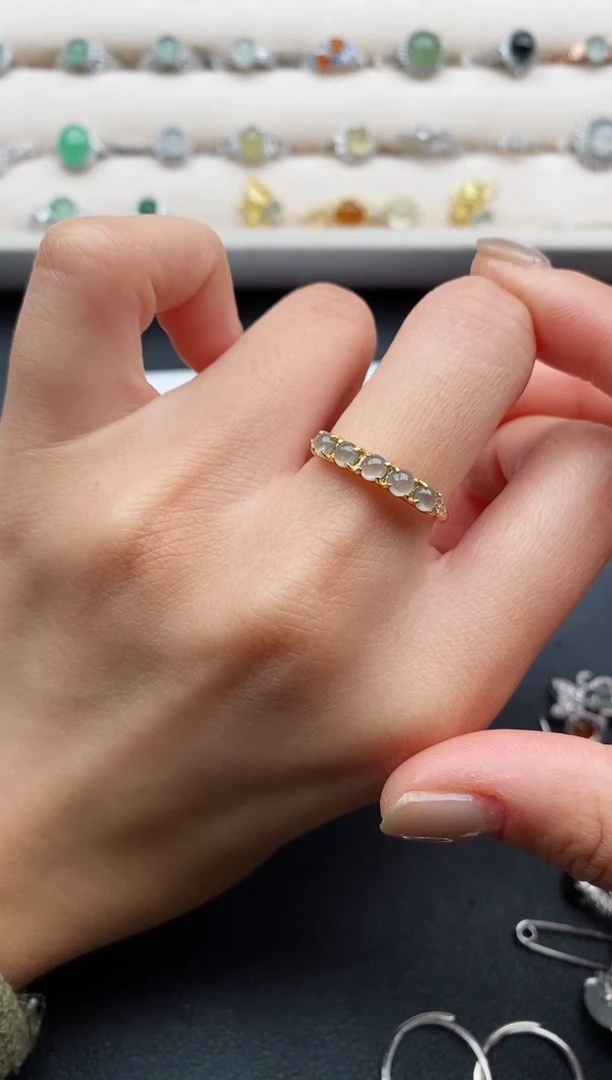 银S925镶嵌戒指翡翠缅甸天然A货翡翠11  10-3