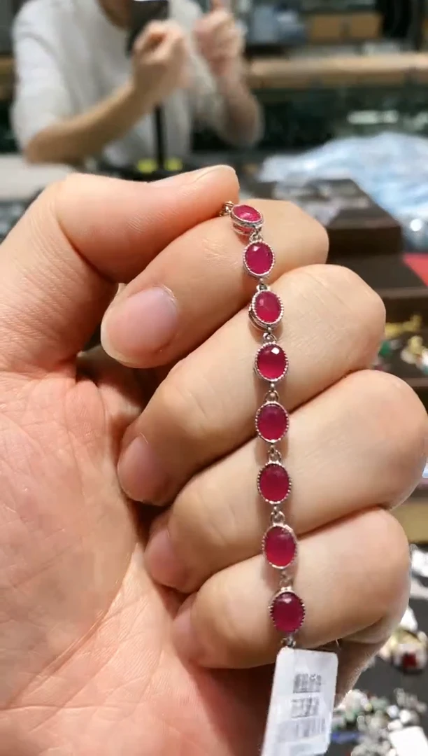 【闪购商品】红宝石手链银S925镶嵌手链