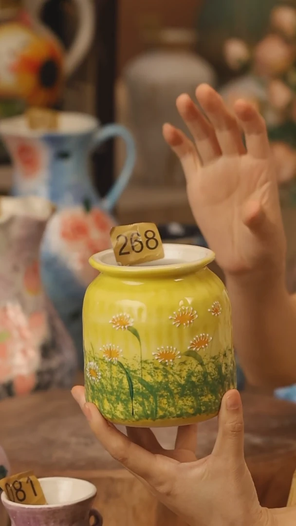 陶瓷268景德镇设计师手作花器摆件侘寂风