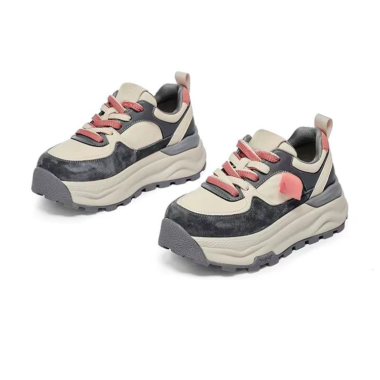 休闲鞋女新款爆款流行运动鞋厚底增高百搭拼色平底鞋3185