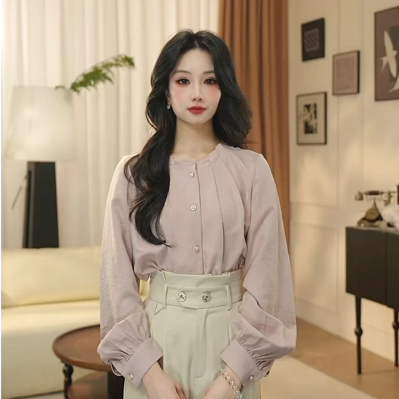 酒酒 法式宽松设计感气质衬衫Y4002