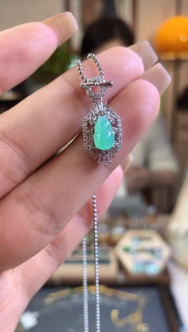 翡翠银S925镶嵌吊坠(不含链)吊坠