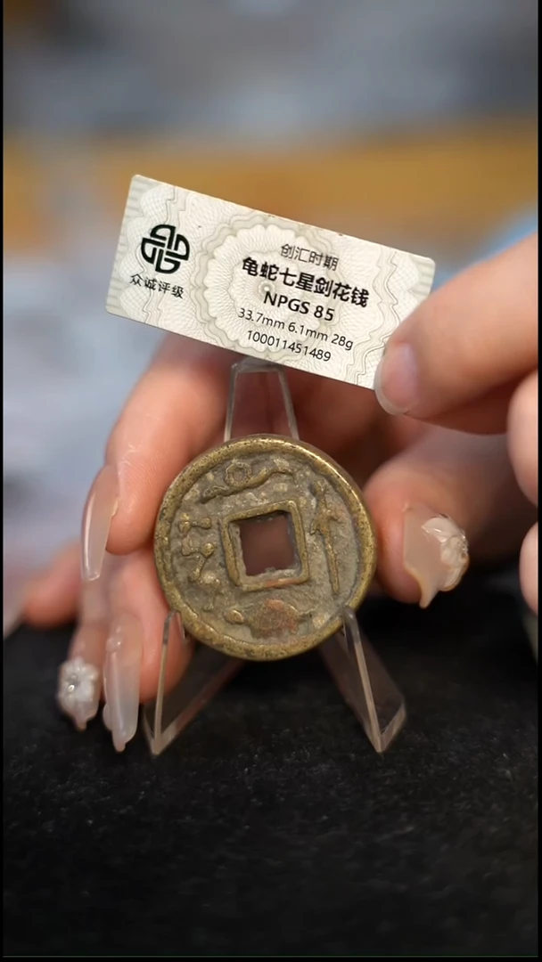 编号1090龟蛇七星剑花钱（配脖挂）