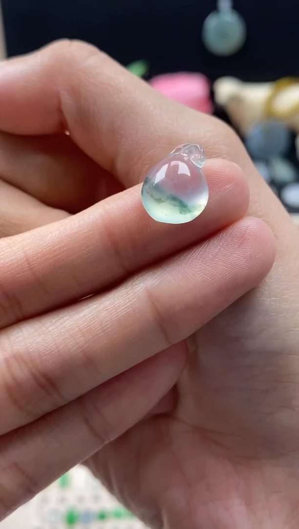 【闪购商品】翡翠颈饰未镶嵌翡翠冰飘花福瓜