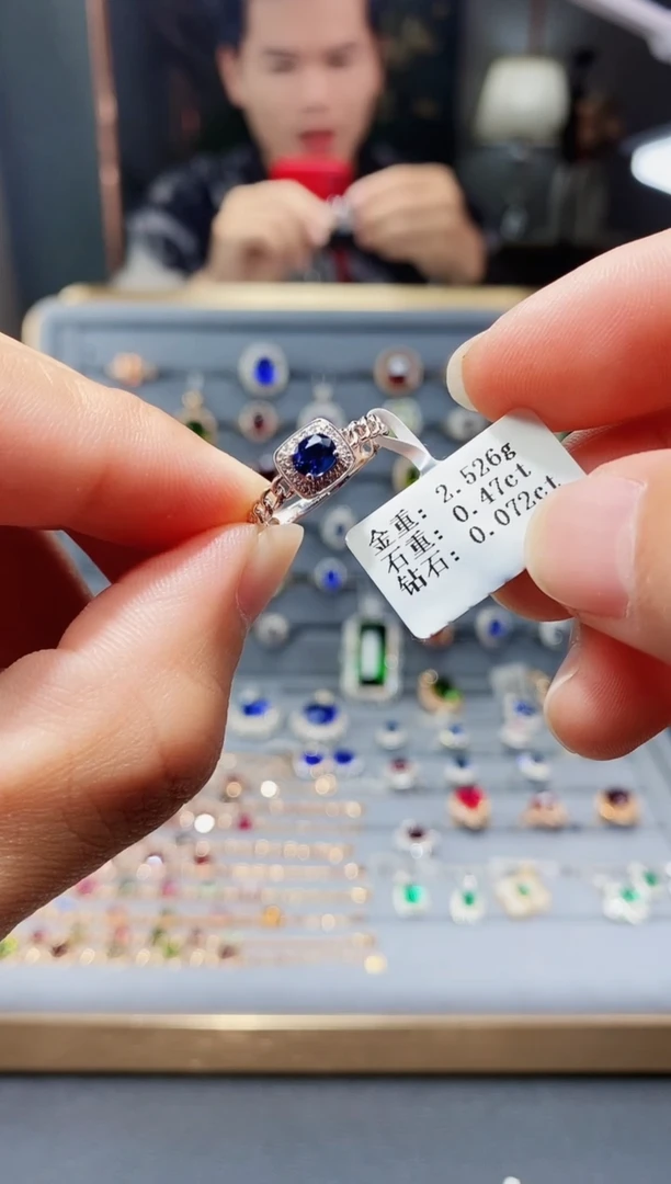 【闪购商品】蓝宝石戒指铂Pt950镶嵌0.47.