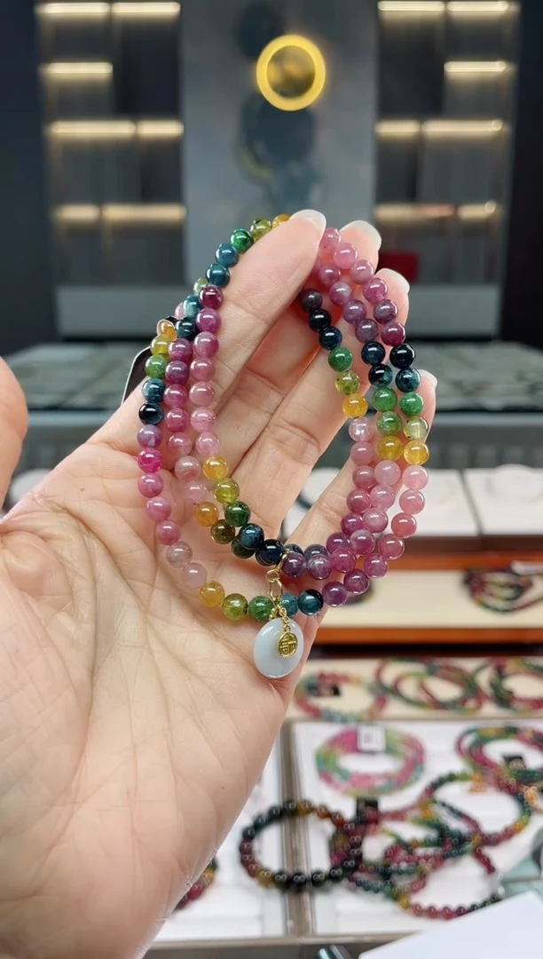 未镶嵌老矿碧玺三圈手串5mm+碧玺（多样性发一条）Q