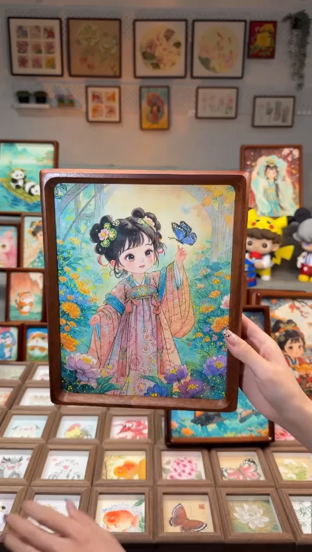国画花园女孩 手绘国画10