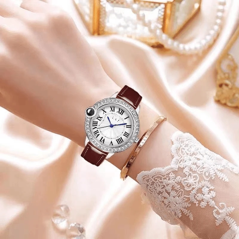 爆款告白气球蓝针轻奢经典百搭精致女士腕表