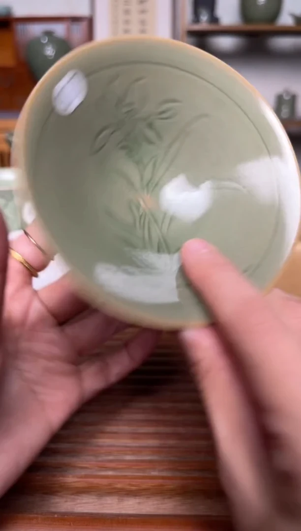 瓷器307耀州窑纯手工斗笠盏  微瑕