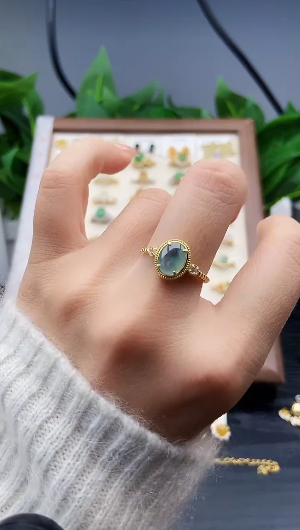 银S925镶嵌戒指翡翠12