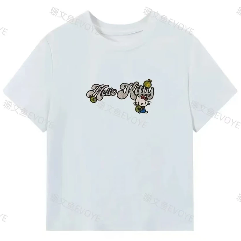 经典夏季短袖T恤短款休闲圆领卡通修身百搭时尚韩版显瘦简约复古