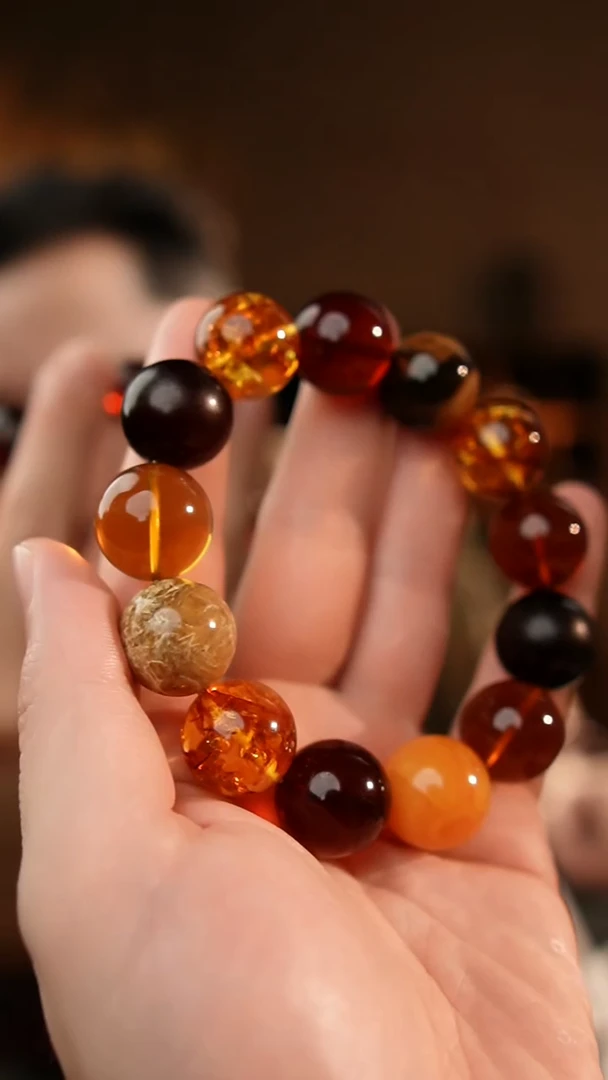 琥珀颈饰未镶嵌18+多宝手串