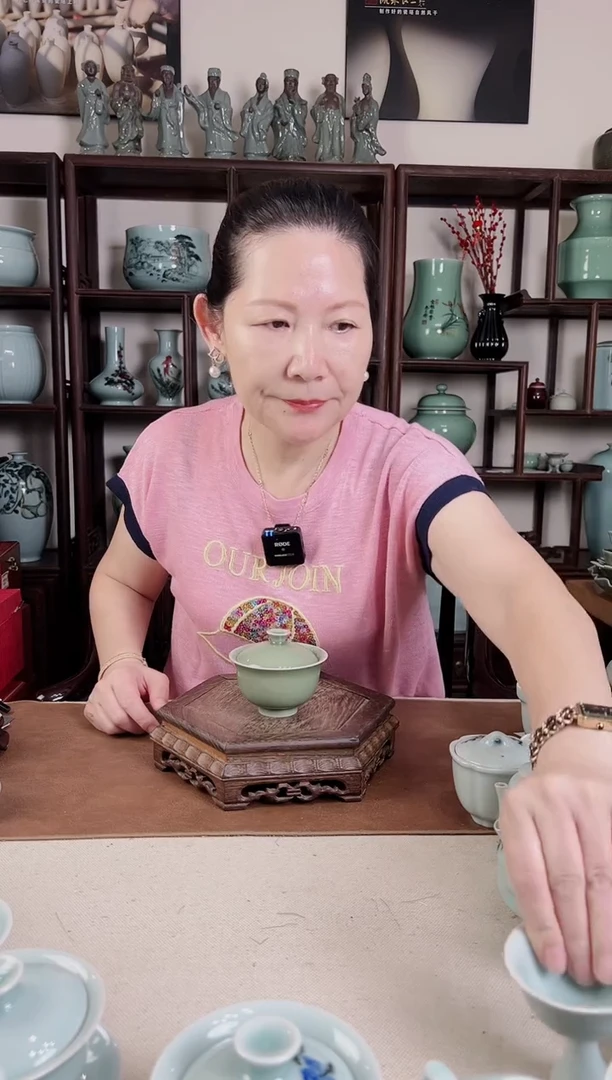 豆青釉 二才盖碗