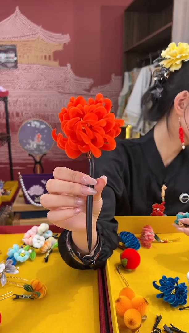 【闪购商品】刺绣非遗绒花（发饰）