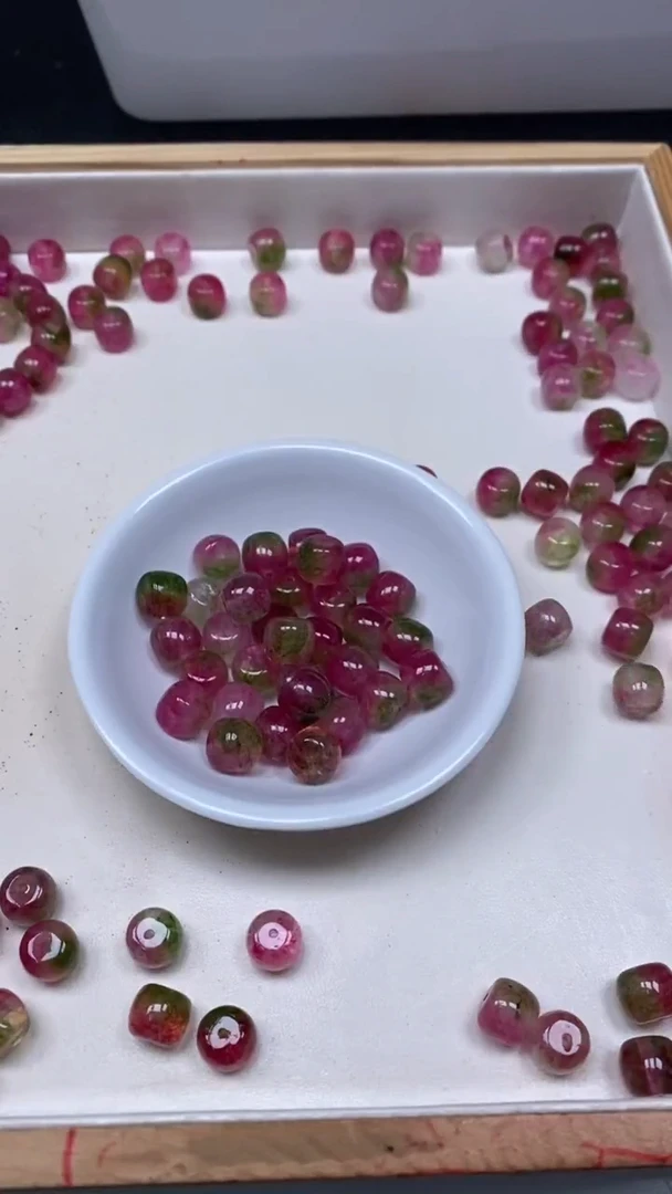 未镶嵌散珠碧玺E563 西瓜碧玺10*10mm10个9.9元