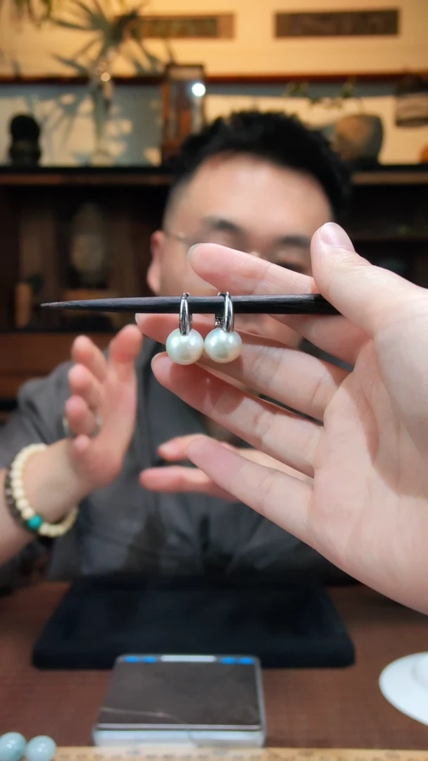 银S925镶嵌淡水珍珠耳扣S925银珍珠耳扣YX