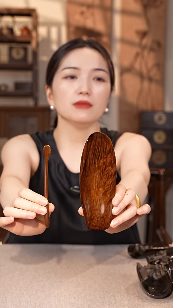 乌木类家具金丝楠阴沉木满纹茶则