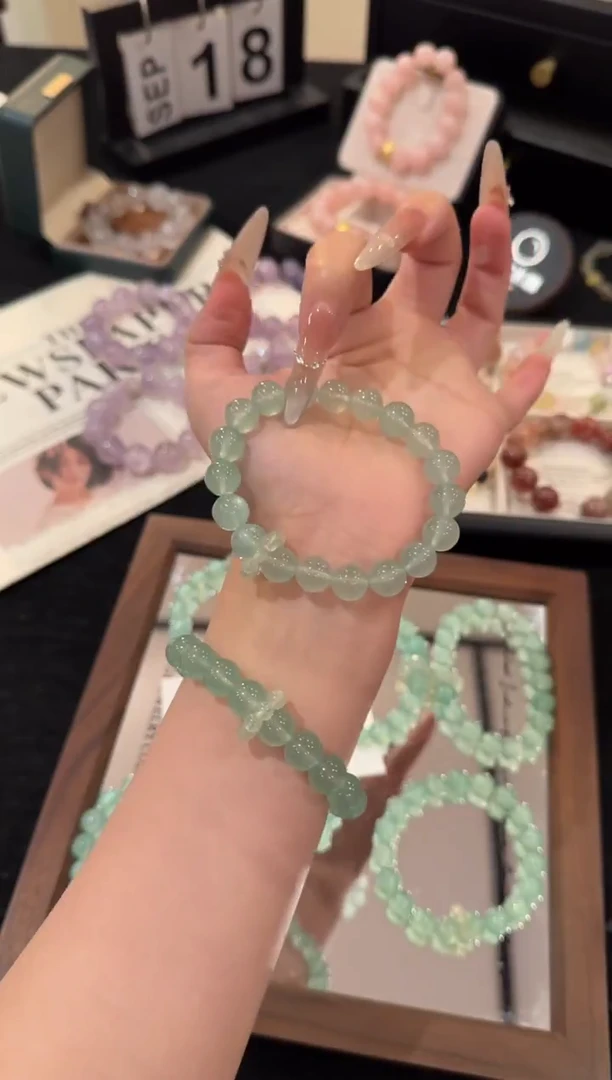 未镶嵌手链水晶绿草莓x2696