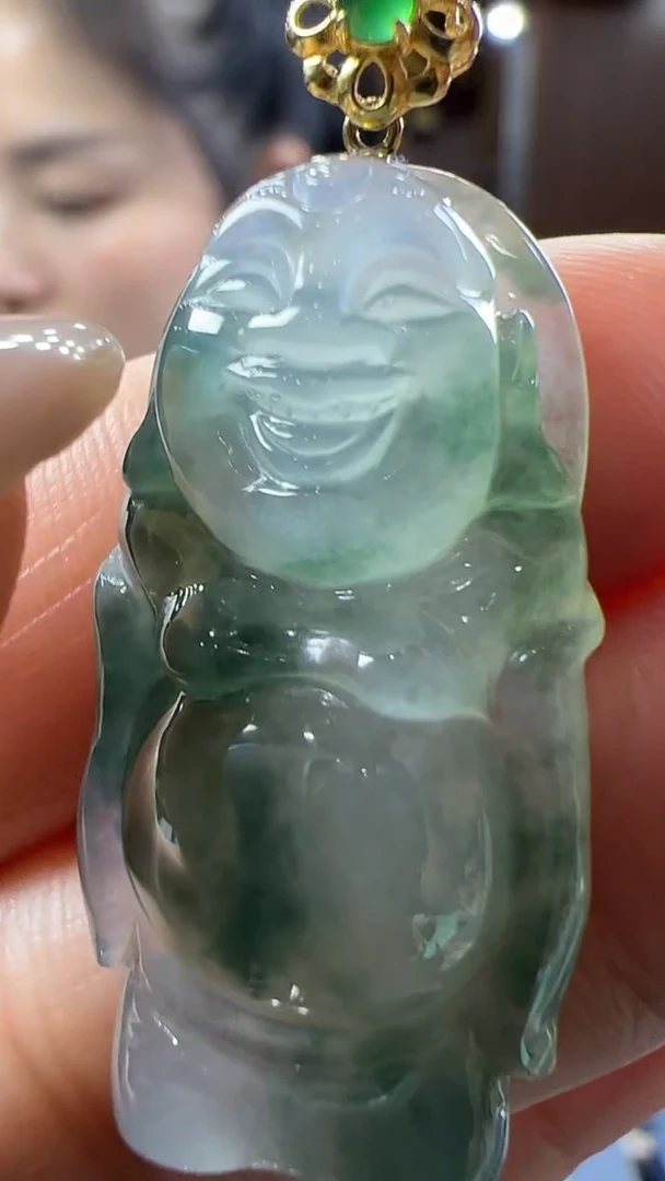 【闪购商品】翡翠挂件18K金镶嵌站佛不含链