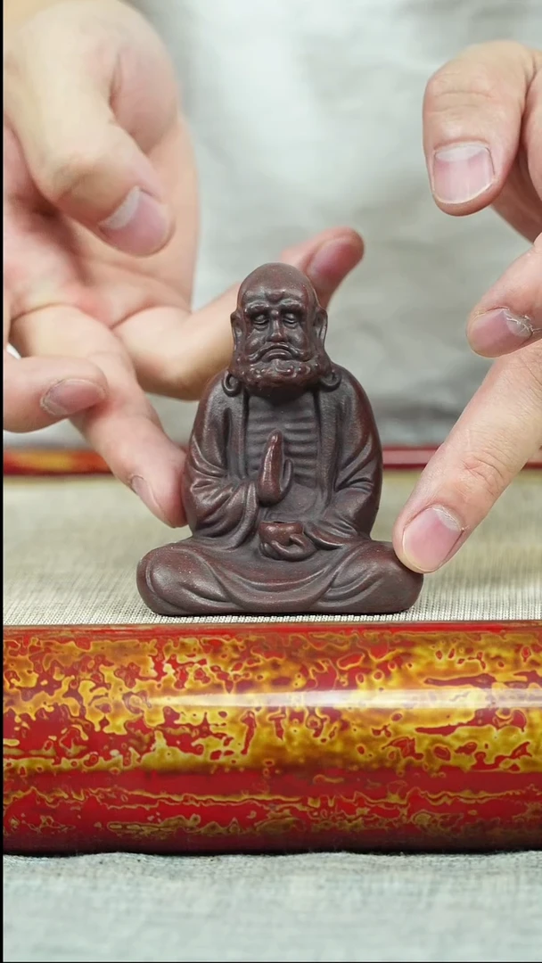 茶壶紫砂达摩  茶宠   紫泥