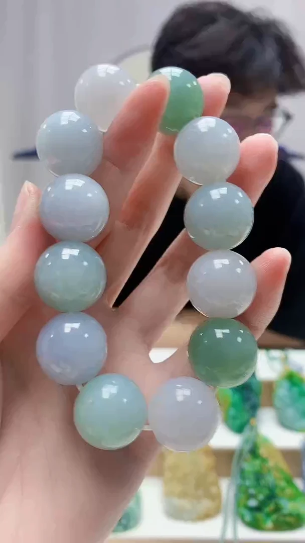 未镶嵌定制翡翠4688zm-毛货手串125