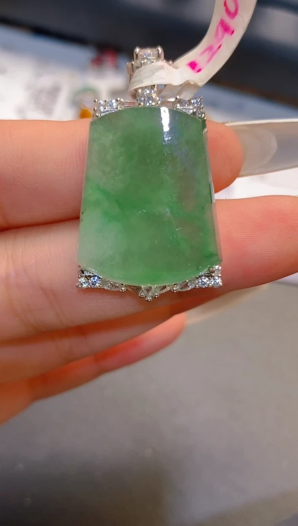 翡翠银S925镶嵌耳环天然