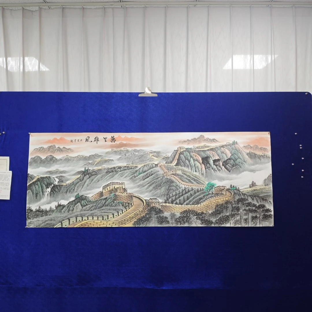 万里雄风李鲤手绘作品画芯尺寸180cm*70cm