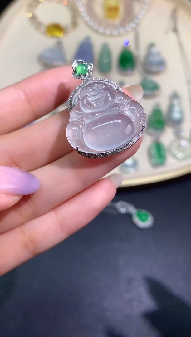 翡翠18K金镶嵌吊坠(不含链)吊坠A392|12800