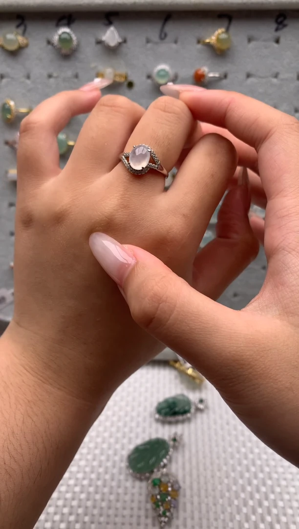 银S925镶嵌戒指翡翠10