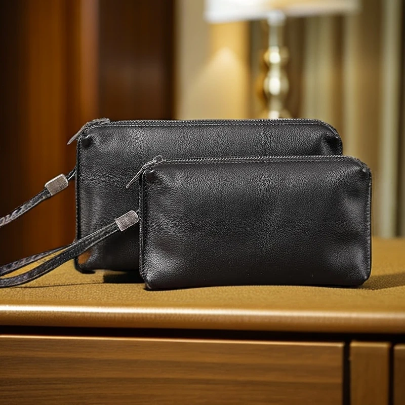 高档手包男士钱包手机包简约时尚手拿包头层牛皮手腕包休闲手夹包