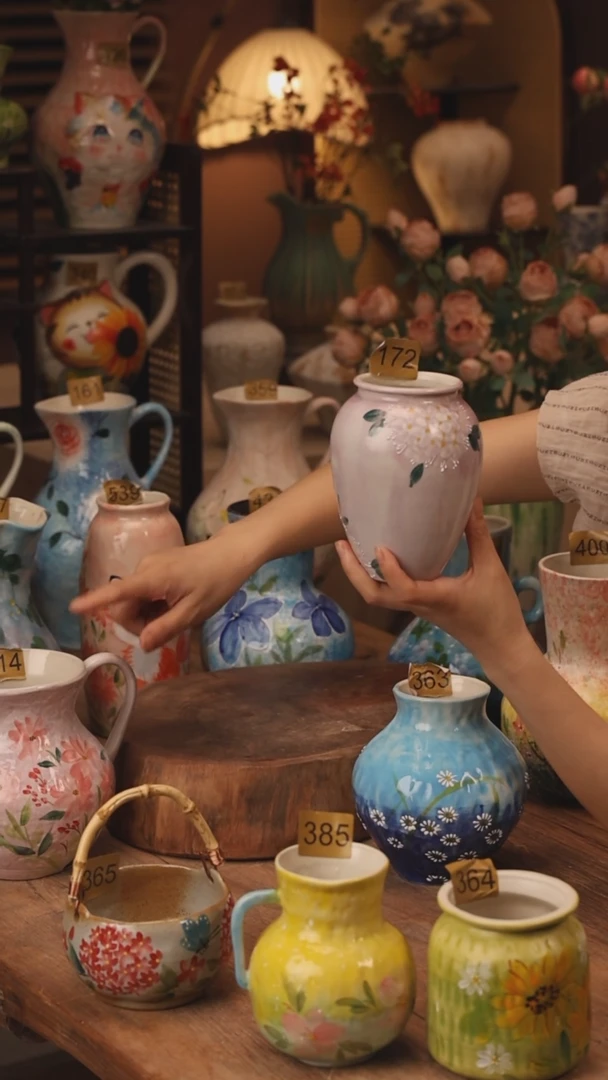 陶瓷172景德镇设计师手作花器摆件侘寂风