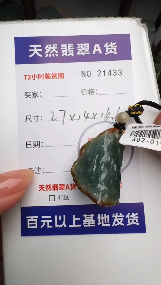 翡翠未镶嵌颈饰原石21433