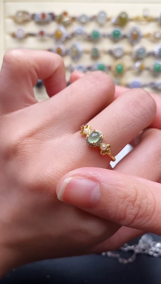 翡翠戒指银S925镶嵌3333333+3