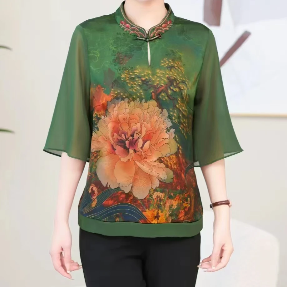中老年人妈妈装小衫夏季100-200号