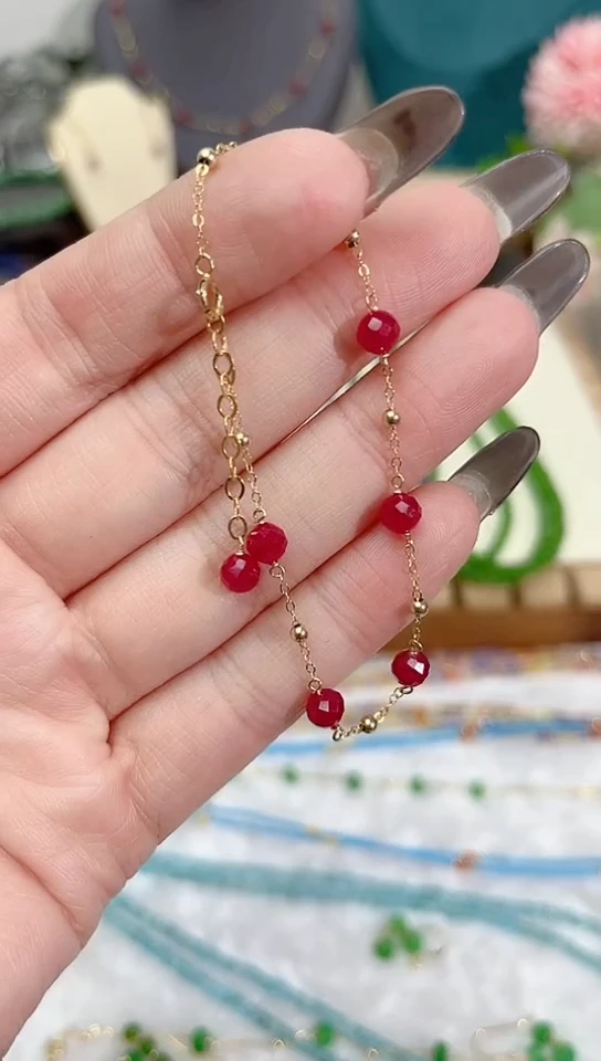 【闪购商品】红宝石手链14K金镶嵌满79