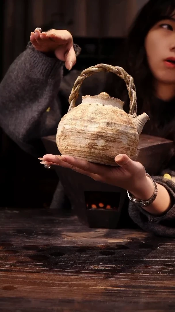 纯手工柴烧石矿提梁