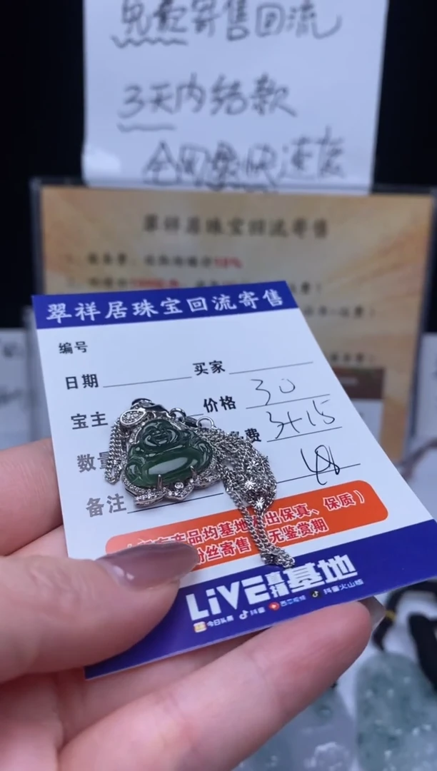 颈饰未镶嵌翡翠S**p翡翠挂件