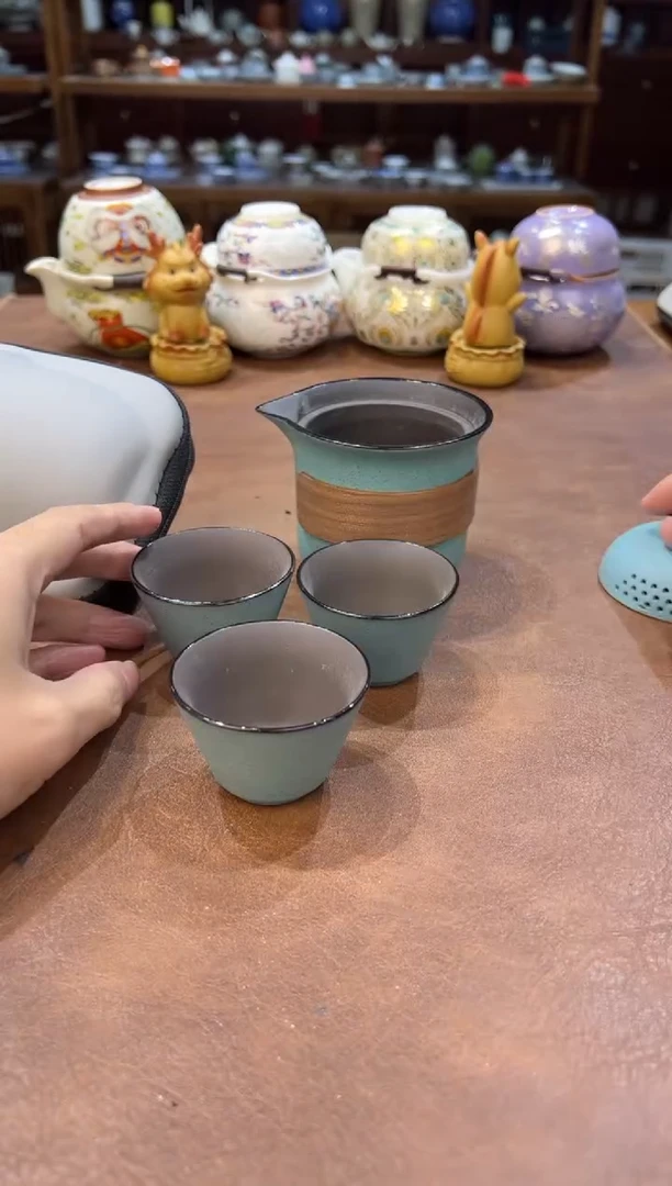 真的很便宜超好看会开片的旅行茶具