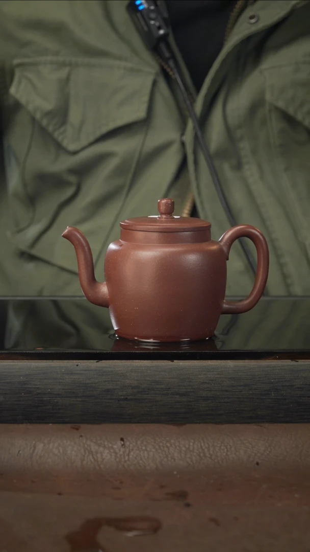 茶壶紫砂21  平盖宫灯 紫泥 220cc