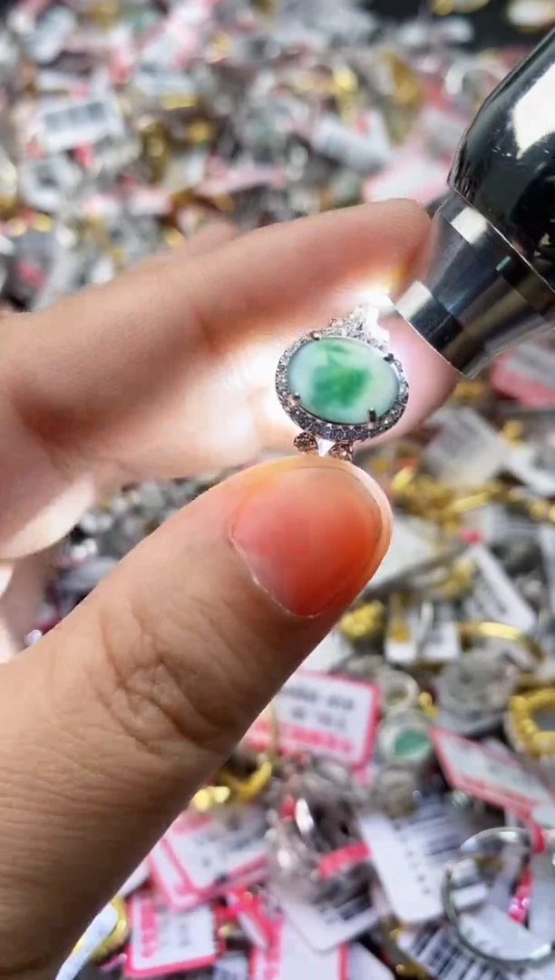 【闪购商品】翡翠戒指银S925镶嵌44444---5