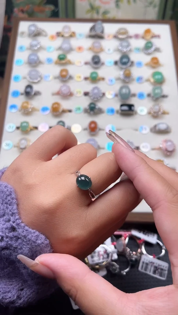 【闪购商品】翡翠戒指银S925镶嵌天然A货翡翠戒指