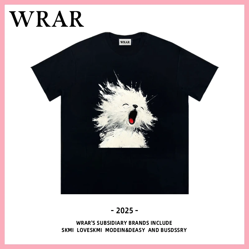 【开心小狗】新品休闲系列透气宽松T恤圆领慵懒风可爱百搭