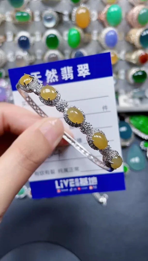 银S925镶嵌手镯翡翠224
