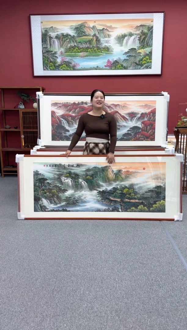 国画手绘  旭日东升 219*88