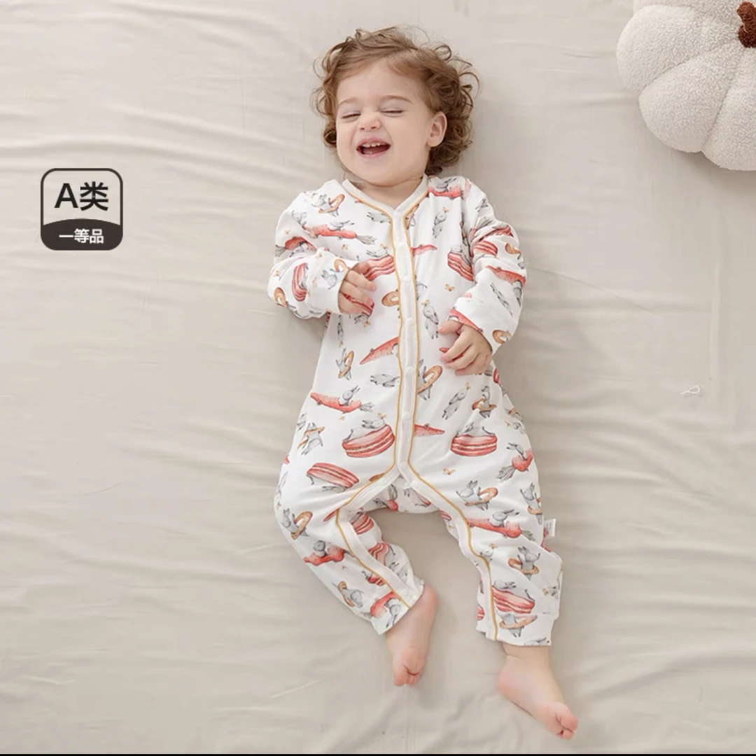 四季连体衣纯 棉A类爬服婴幼儿包屁衣夏款闭档新生儿薄款