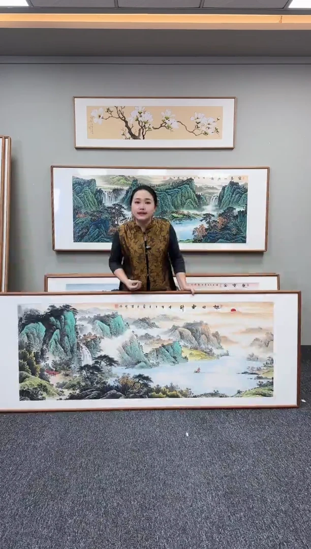 国画旭日东升210*80cm手绘