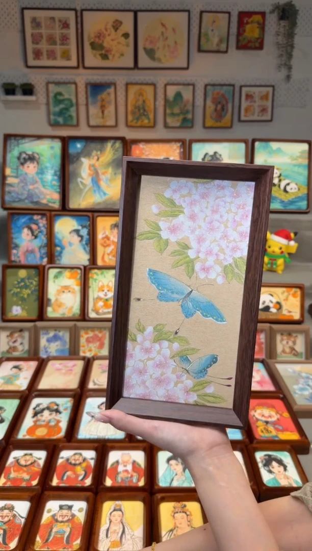 国画绣球兰蝴蝶 手绘国画27