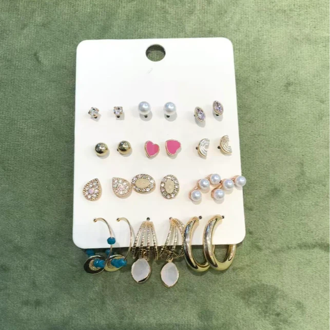 铁合金仿珍珠耳饰 【南油玲姐】新款耳环套装耳环D305