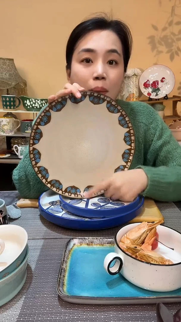 瓷片11英寸手绘盘  介意勿拍